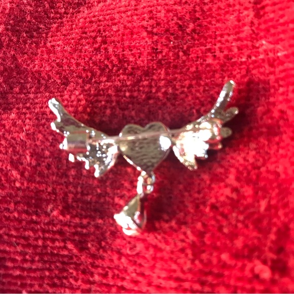 🎄🎄🎄 60% off Brooch-Angel Wings w-Dangle Rhinestones NWOT - Picture 4 of 5